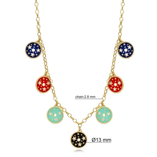 Enamel Shaker 925 Sterling Silver Necklace