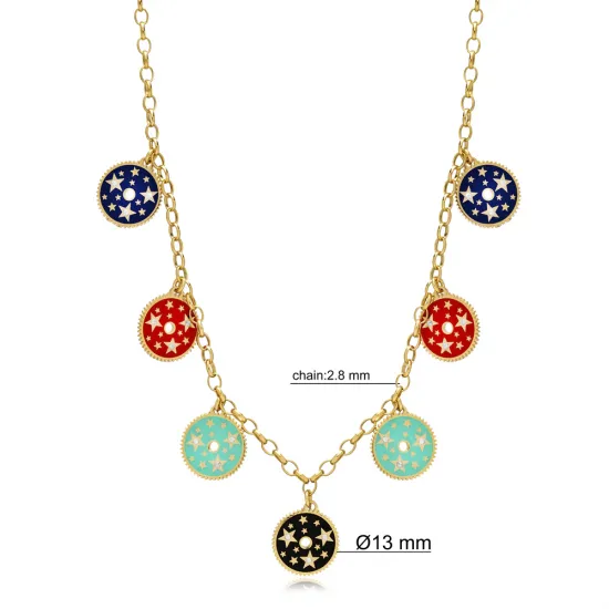 Enamel Shaker 925 Sterling Silver Necklace Enamel Shaker 925 Sterling Silver Necklace
