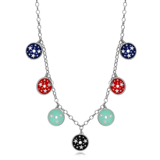 Enamel Shaker 925 Sterling Silver Necklace Enamel Shaker 925 Sterling Silver Necklace