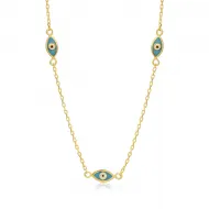 Double Side Evil Eye Enamel Silver Jewelry Charm Necklace