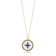 Dark Blue Enamel CZ Compass Design Silver Charm Necklace Dark Blue Enamel CZ Compass Design Silver Charm Necklace