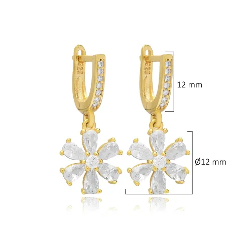 White CZ Flower Dangle 925 Sterling Silver Earrings White CZ Flower Dangle 925 Sterling Silver Earrings