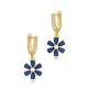 Sapphire CZ Flower Dangle 925 Sterling Silver Earrings | 925 Sterling Silver Wholesale | Sade Silver Sapphire CZ Flower Dangle 925 Sterling Silver Earrings - Sade 925 Silver Jewelry
