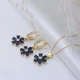 Sapphire CZ Flower Dangle 925 Sterling Silver Earrings | 925 Sterling Silver Wholesale | Sade Silver Sapphire CZ Flower Dangle 925 Sterling Silver Earrings - Sade 925 Silver Jewelry