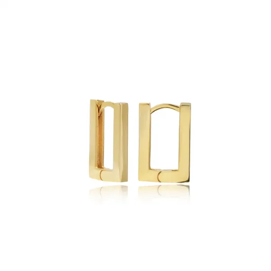Elegant Plain Rectangle Hoop Earrings 925 Silver Jewelry