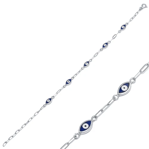 Dainty Evil Eye Enamel 925 Sterling Silver Bracelet
