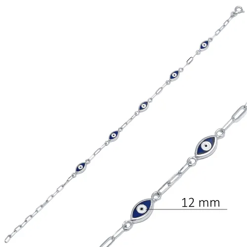 Dainty Evil Eye Enamel 925 Sterling Silver Bracelet