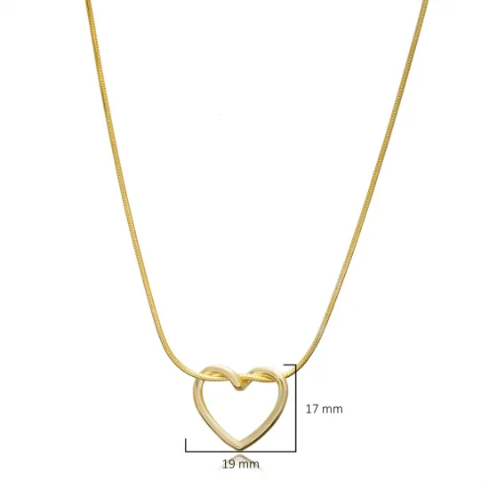 Snake Chain Hollow Heart Design Plain Silver Charm Necklace Snake Chain Hollow Heart Design Plain Silver Charm Necklace
