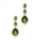 Emerald CZ Stone Pear Sterling Silver Cluster Stud Earrings