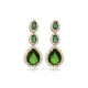 Emerald CZ Stone Pear Sterling Silver Cluster Stud Earrings