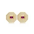 Ruby CZ Octagon Geometric 925 Sterling Silver Earrings