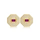 Ruby CZ Octagon Geometric 925 Sterling Silver Earrings Ruby CZ Octagon Geometric 925 Sterling Silver Earrings