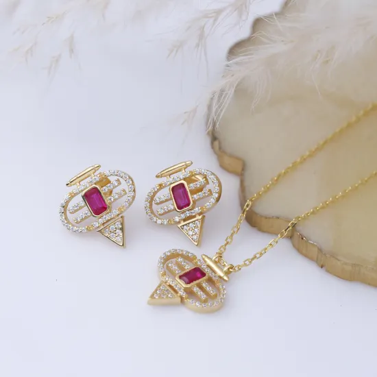 Ruby CZ Geometric 925 Sterling Silver Earrings Ruby CZ Geometric 925 Sterling Silver Earrings