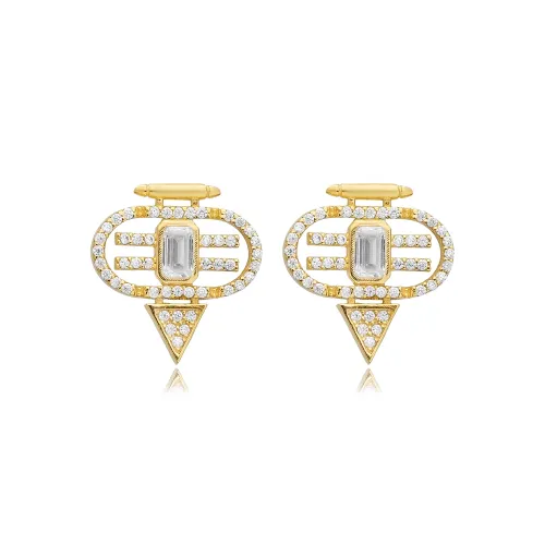 Clear CZ Geometric 925 Sterling Silver Earrings