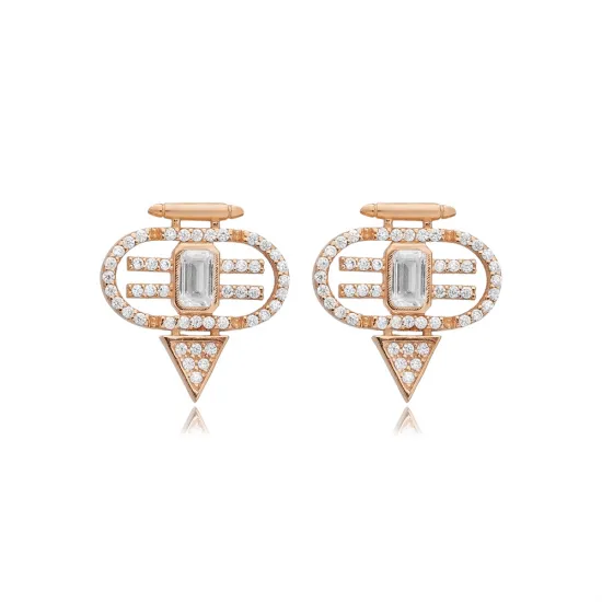 Clear CZ Geometric 925 Sterling Silver Earrings Clear CZ Geometric 925 Sterling Silver Earrings
