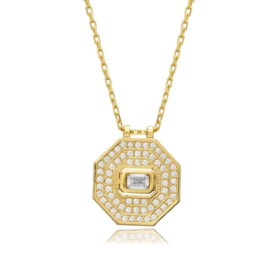 Octagon Shape Geometric 925 Sterling Silver Necklace Octagon Shape Geometric 925 Sterling Silver Necklace