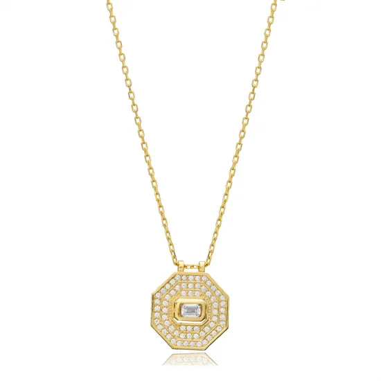 Octagon Shape Geometric 925 Sterling Silver Necklace Octagon Shape Geometric 925 Sterling Silver Necklace