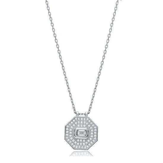 Octagon Shape Geometric 925 Sterling Silver Necklace Octagon Shape Geometric 925 Sterling Silver Necklace