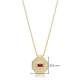Ruby CZ Octagon Shape Geometric 925 Silver Necklace