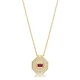 Ruby CZ Octagon Shape Geometric 925 Silver Necklace