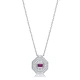 Ruby CZ Octagon Shape Geometric 925 Silver Necklace