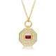 Ruby CZ Octagon Shape Geometric Silver Necklace Ruby CZ Octagon Shape Geometric Silver Necklace