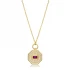 Ruby CZ Octagon Shape Geometric Silver Necklace