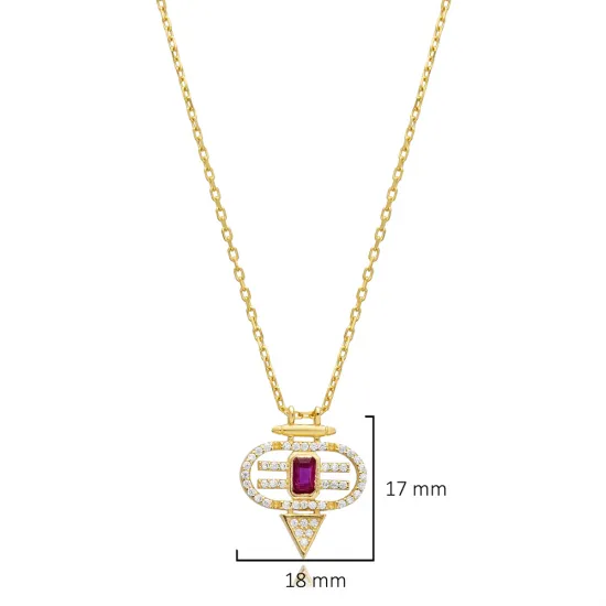 Ruby CZ Geometric Sterling Silver Necklace Ruby CZ Geometric Sterling Silver Necklace