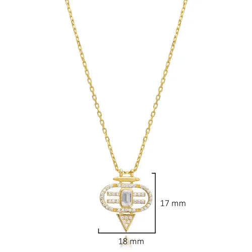 Turkish CZ Geometric 925 Sterling Silver Necklace