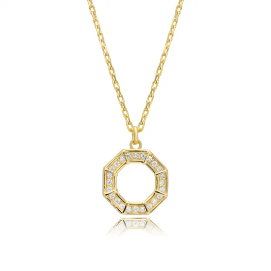 Octagon Shape Geometric Sterling Silver Necklace Octagon Shape Geometric Sterling Silver Necklace
