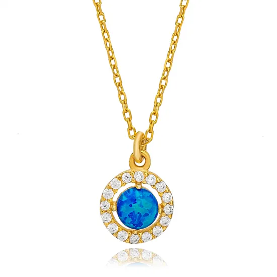 Turkish Blue Opal 925 Sterling Silver Necklace