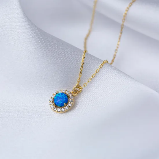 Turkish Blue Opal 925 Sterling Silver Necklace