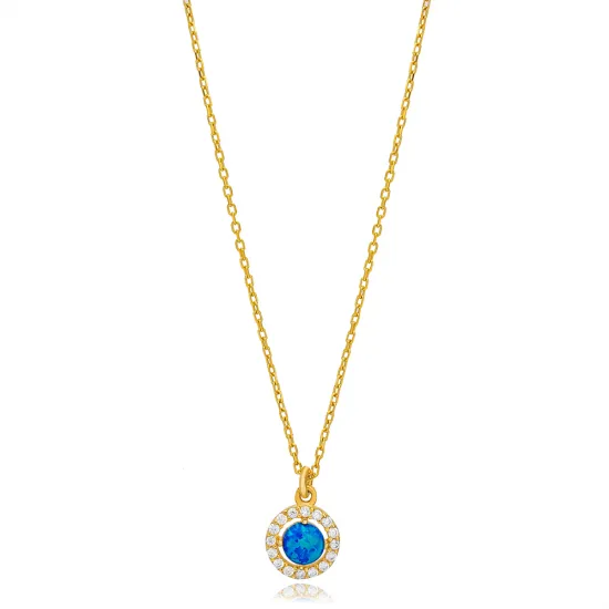 Turkish Blue Opal 925 Sterling Silver Necklace