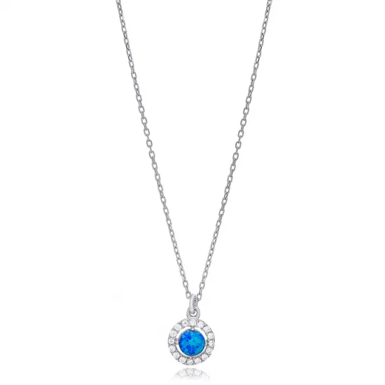 Turkish Blue Opal 925 Sterling Silver Necklace