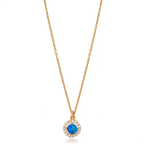 Turkish Blue Opal 925 Sterling Silver Necklace