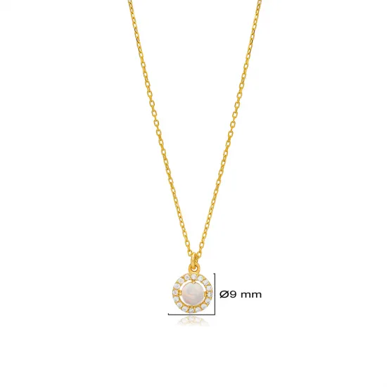 Minimalist White Opal 925 Sterling Silver Necklace