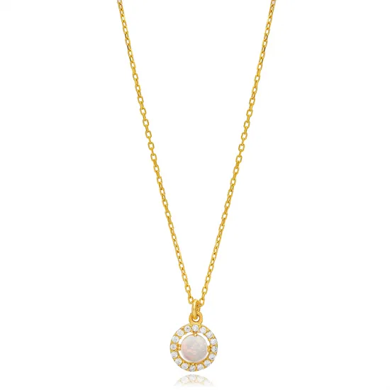 Minimalist White Opal 925 Sterling Silver Necklace