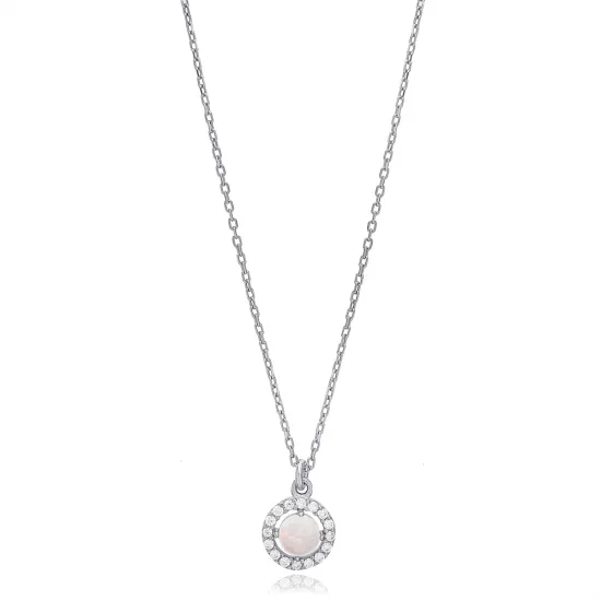 Minimalist White Opal 925 Sterling Silver Necklace
