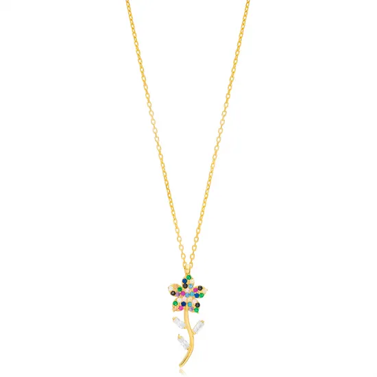 Cute Flower Design Mix Zircon Stone Charm Necklace Pendant Handcrafted 925 Sterling Silver Jewelry Cute Flower Design Mix Zircon Stone Charm Necklace Pendant Handcrafted 925 Sterling Silver Jewelry