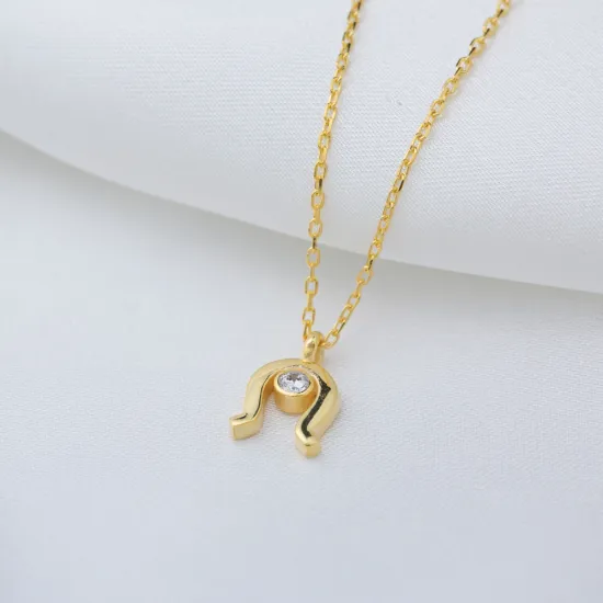 Horseshoes Round Cut CZ 925 Sterling Silver Necklace