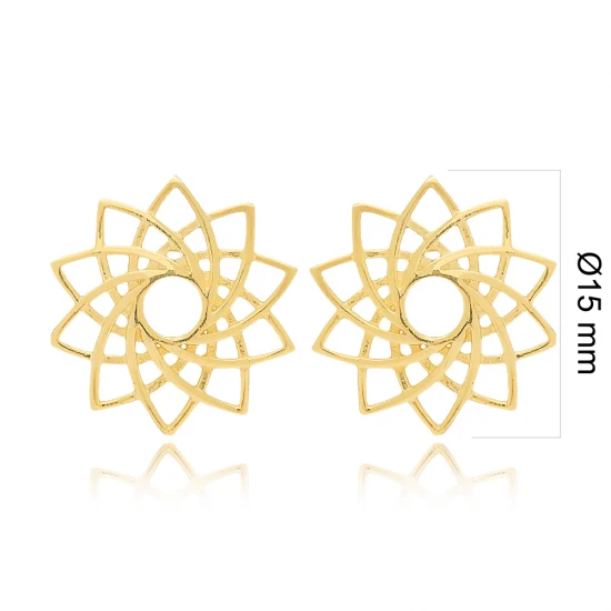 Flower Plain Round 925 Sterling Silver Earrings