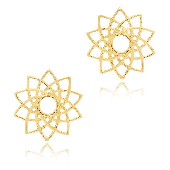 Flower Plain Round 925 Sterling Silver Earrings