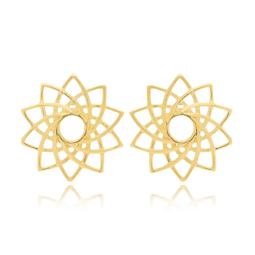 Flower Plain Round 925 Sterling Silver Earrings