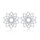 Flower Plain Round 925 Sterling Silver Earrings