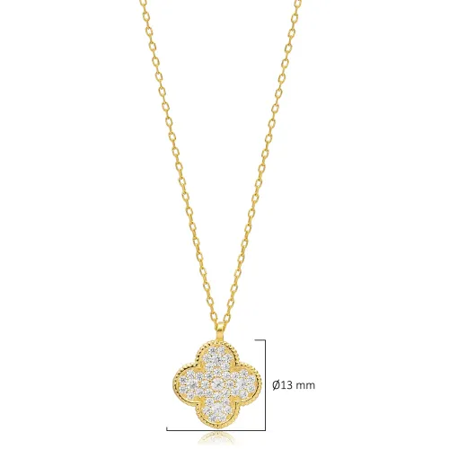 Turkish CZ Clover 925 Sterling Silver Necklace Turkish CZ Clover 925 Sterling Silver Necklace