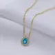 Blue Enamel Evil Eye Pear Shape 925 Silver Necklace