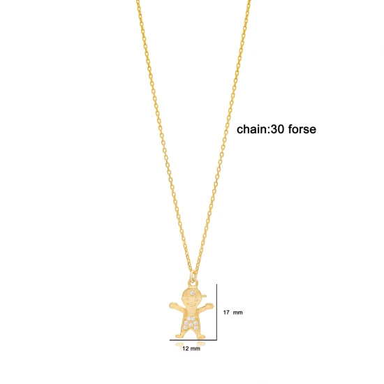 Boy Clear CZ 925 Sterling Silver Necklace