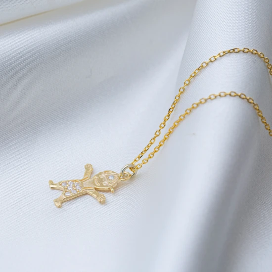 Boy Clear CZ 925 Sterling Silver Necklace
