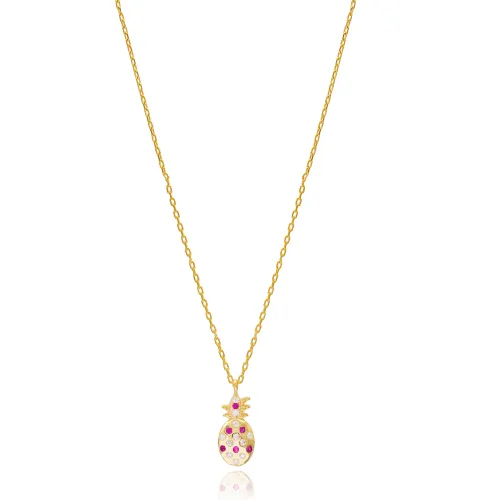 Pineapple Ruby 925 Sterling Silver Necklace