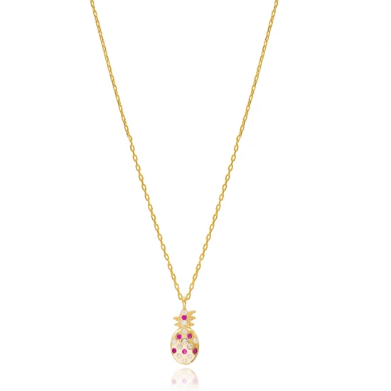 Pineapple Ruby 925 Sterling Silver Necklace Pineapple Ruby 925 Sterling Silver Necklace